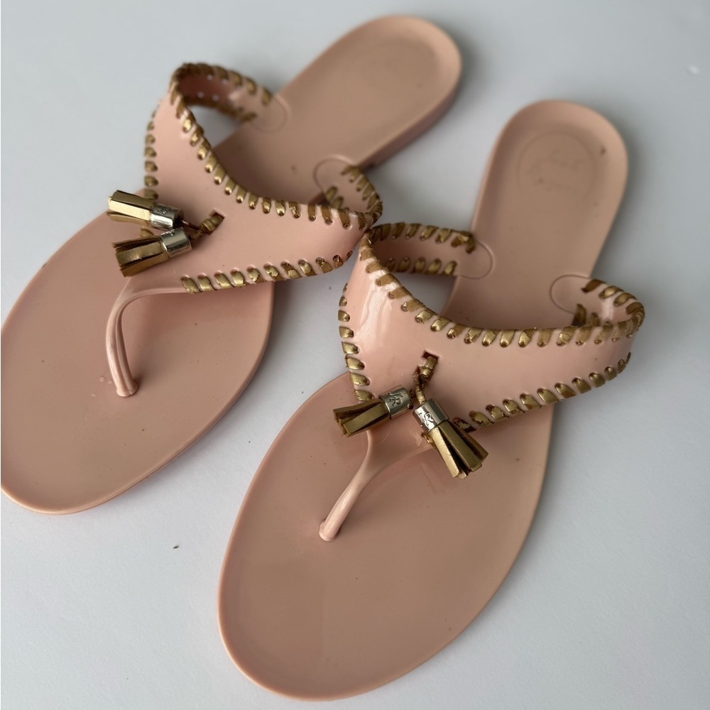 Jack Rogers Tan and Gold Alana Sandal Women’s Size 9
